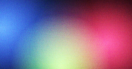 Fototapeta premium Grainy Abstract Color Gradient Dynamic Blend of Blue Yellow Red Hues Modern Texture Backdrop