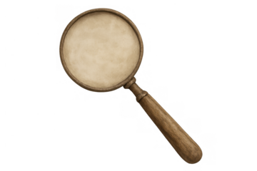 Vintage magnifying glass with wooden handle, concept of research, discovery, investigation, and knowledge exploration