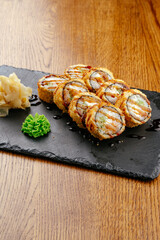 japan sushi rolls with salmon