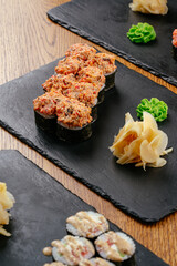 japan sushi rolls with salmon