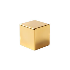 A Shiny Golden Cube Isolated on a Black Background with Subtle Reflections and Highlights Emphasizing its Geometric Form and Metallic Sheen