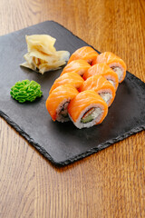 japan sushi rolls with salmon