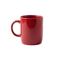 A Shiny Red Ceramic Coffee Mug With A Handle Isolated On A Black Background With Studio Lighting And Subtle Reflections Showing Its Smooth Texture And Cylindrical Shape