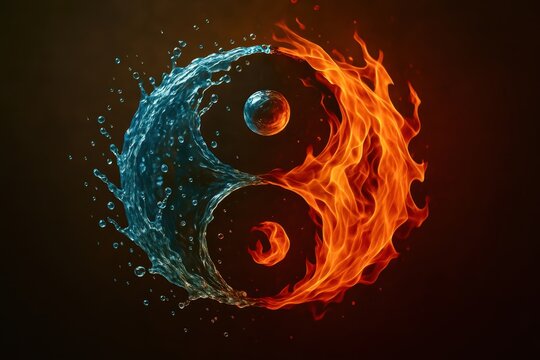 A water wave and fire symbol