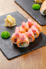 japan sushi rolls with salmon