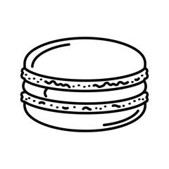 Line art illustration of a delicious macaron cookie, a sweet french meringuebased confection