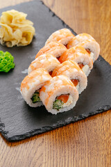 japan sushi rolls with salmon