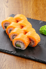 japan sushi rolls with salmon
