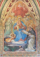 Selbstklebende Fototapeten Jesus Christus Vienna - The fresco of  Madonna presenting the Rosary to st. Dominic the Votivkirche church by brothers Carl and Franz Jobst (sc. half of 19. cent.).  © Renáta Sedmáková