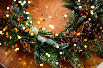 Christmas wreath prepared for celebration.