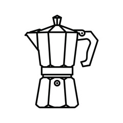 Outline icon of a classic moka pot, an italian stovetop espresso coffee maker for brewing rich beverages