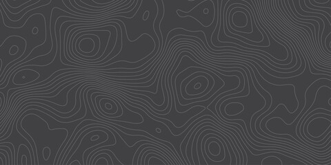 Fototapeta premium Minimalist dark topographic pattern with smooth contour lines forming abstract elevation waves. Modern seamless background ideal for maps, geology themes, tech design, and stylish digital textures.