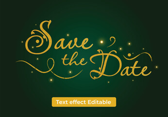 weeding text effect editable with gold and dark color