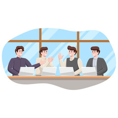 Happy Office Employees Can Work Together in a Team