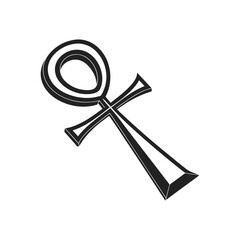 Hand drawn ankh symbol of ancient egyptian life and immortality