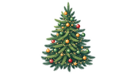 Fototapeta premium Decorated christmas tree with ornaments isolated on transparent background