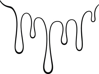 Abstract black liquid paint drip effect graphic element design isolated on transparent background, Vector