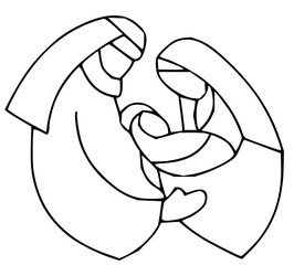 Elegant line art of the Holy Family, celebrating Christmas with faith and hope, perfect for holiday cards and religious designs. Originally a scalable vector graphic