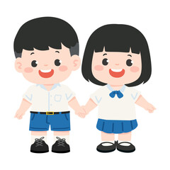 School Children Holding Hands cartoon