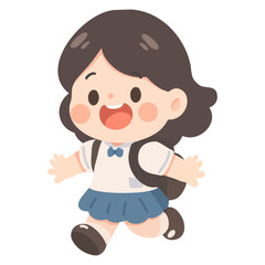 Illustration of Cheerful Schoolgirl with Backpack