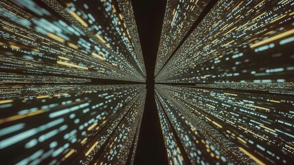 Digital Data Stream: A mesmerizing visual of digital data streaming across an endless expanse, symbolizing the vastness and interconnectedness of information.