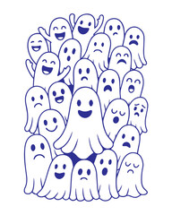 Cartoon Ghost Emotion Faces Illustration Pack