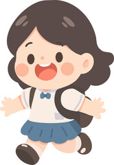 Illustration of Cheerful Schoolgirl with Backpack