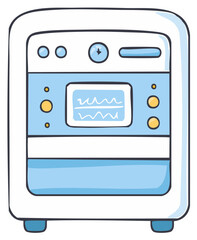 Fototapeta premium Cute Cartoon Washing Machine Doodle Illustration Home Laundry Appliance