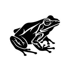 Silhouette of a frog or toad amphibian with subtle tribal markings.