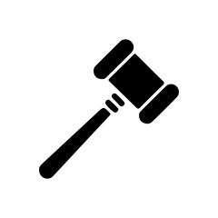 Silhouette of a judge's wooden gavel or auction hammer icon.