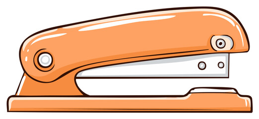 Cartoon vector illustration of a shiny orange desktop stapler office supply