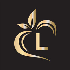 Eco Logo combine with letter L vector template