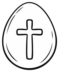 Obraz premium Outlined Easter Egg Vector Illustration with Christian Cross Design