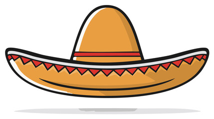 Traditional Mexican Sombrero Hat with Decorative Band and Red Zigzag Pattern