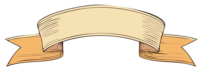 Vintage banner design with flag ends, illustrative elements for invitations and decoration, light brown color, vector format