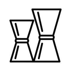 Two minimalist line icons of bar jiggers, essential tools for precise measurement in cocktail and drink preparation