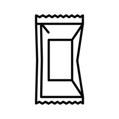 Line art icon of a small rectangular packet or sachet, perfect for single servings of condiments or sugar