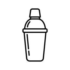 Obraz premium Cocktail shaker icon, a simple line art illustration of barware for mixing alcoholic beverages
