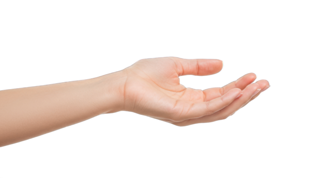 Open Hand with Palm Up Isolated on transparent background