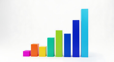 Increasing Bar Graph with Colorful Bars from Left to Right Background