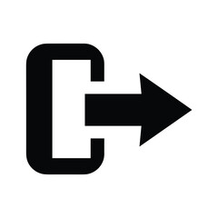 Exit door icon with rightpointing arrow, symbolizing logout, departure, or egress