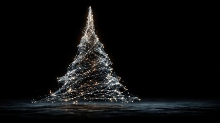Decorative tree made of glowing lights in a dark space creating a festive atmosphere during the holiday season