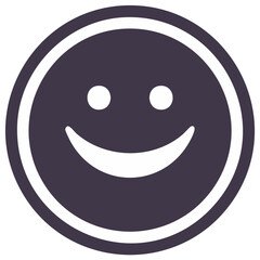 Fototapeta premium Minimalist Happy Face Circle Icon in Dark Grey and White Representing Joy and Positive Emotion