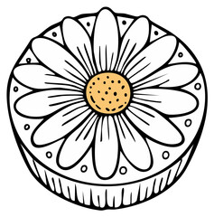 Stylized Daisy Mandala with Orange Center and Delicate White Petals