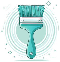 Turquoise paintbrush vector illustration for creative art and renovation projects