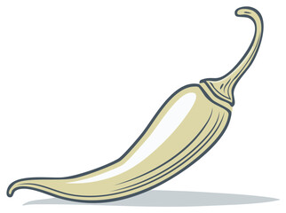Stylized pale chili pepper vector illustration with a curved shape for food and spice design.