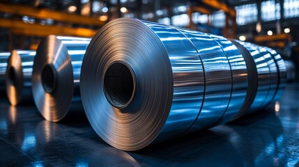 Metal coils glisten under warm factory lights, showcasing precision engineering and industrial efficiency in action