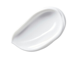 Cosmetic cream swatch of white skincare lotion, moisturizer, or face gel isolated on a transparent background. Macro texture