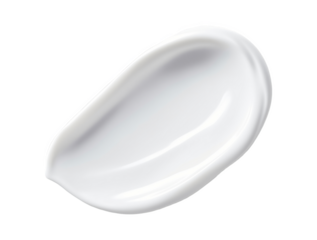 Cosmetic cream swatch of white skincare lotion, moisturizer, or face gel isolated on a transparent background. Macro texture