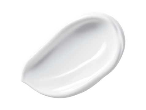 Cosmetic cream swatch of white skincare lotion, moisturizer, or face gel isolated on a transparent background. Macro texture